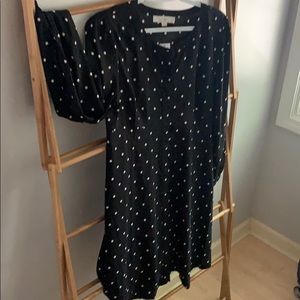 Loft maternity black and white polka dot dress